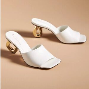 By Anthropologie gold chain white heel